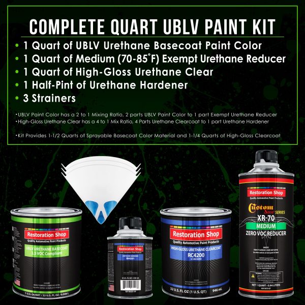 Phantom Black Pearl - LOW VOC Urethane Basecoat with Clearcoat Auto Paint (Complete Medium Quart Paint Kit) Professional High Gloss Automotive Coating For Discount - Image 2