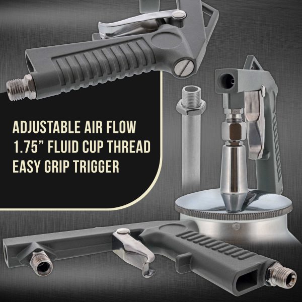 TCP Global Brand Pneumatic Air Undercoat Spray Gun with Suction Feed Cup for Automotive Undercoating, Truck Bed Liner Coating Online - Image 4