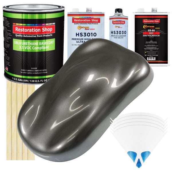 Chop Top Silver Metallic - LOW VOC Urethane Basecoat with Premium Clearcoat Auto Paint - Complete Fast Gallon Paint Kit - Pro Automotive Coating Online Hot Sale