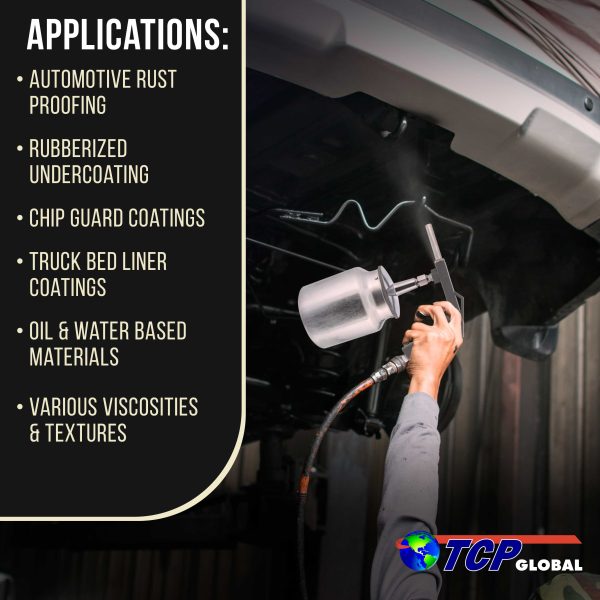 TCP Global Brand Pneumatic Air Undercoat Spray Gun with Suction Feed Cup for Automotive Undercoating, Truck Bed Liner Coating Online - Image 5
