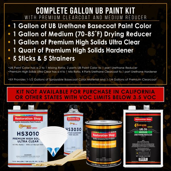 Electric Blue Metallic - Urethane Basecoat with Premium Clearcoat Auto Paint (Complete Medium Gallon Paint Kit) Professional Gloss Automotive Coating For Discount - Image 2
